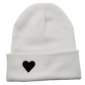 Heart Cuffed Beanie-White