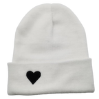 Heart Cuffed Beanie-White