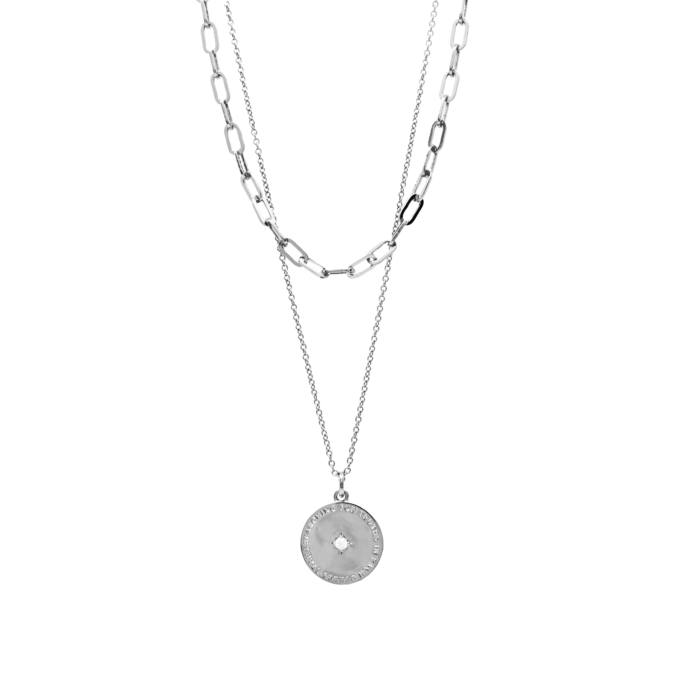 Searching for Truths - Layered silver coin necklace