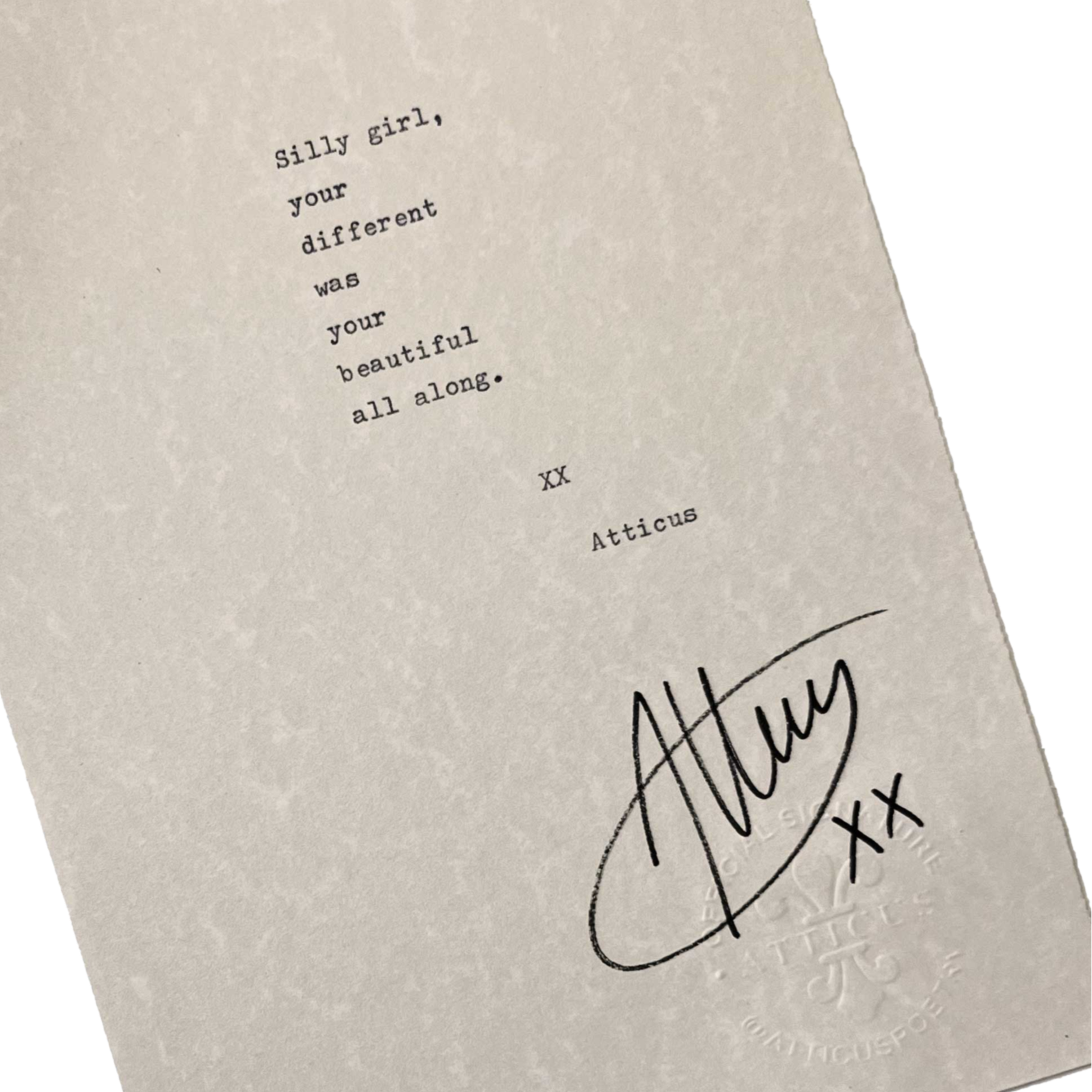 "Your Beautiful" Signed Typewriter Poem