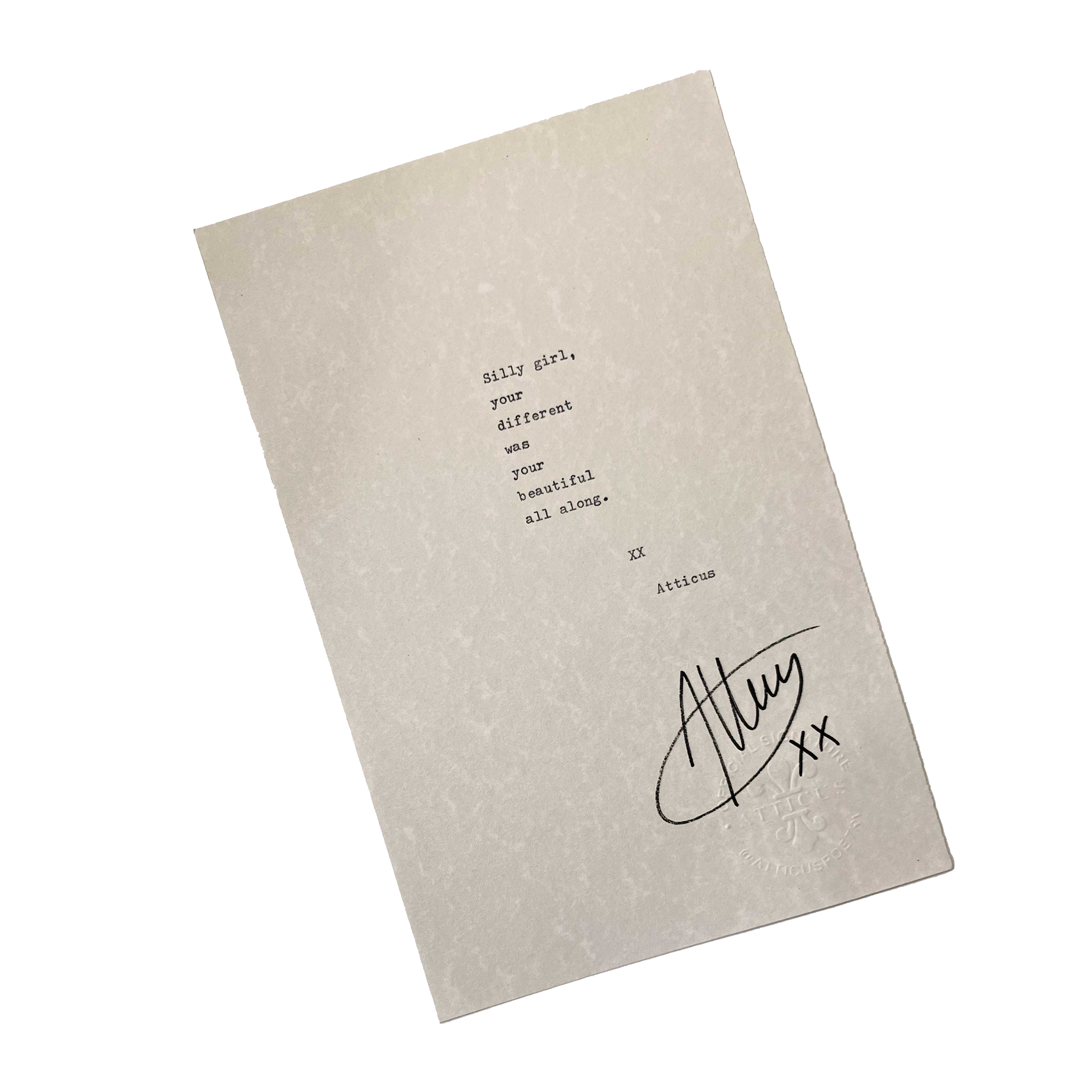 "Your Beautiful" Signed Typewriter Poem