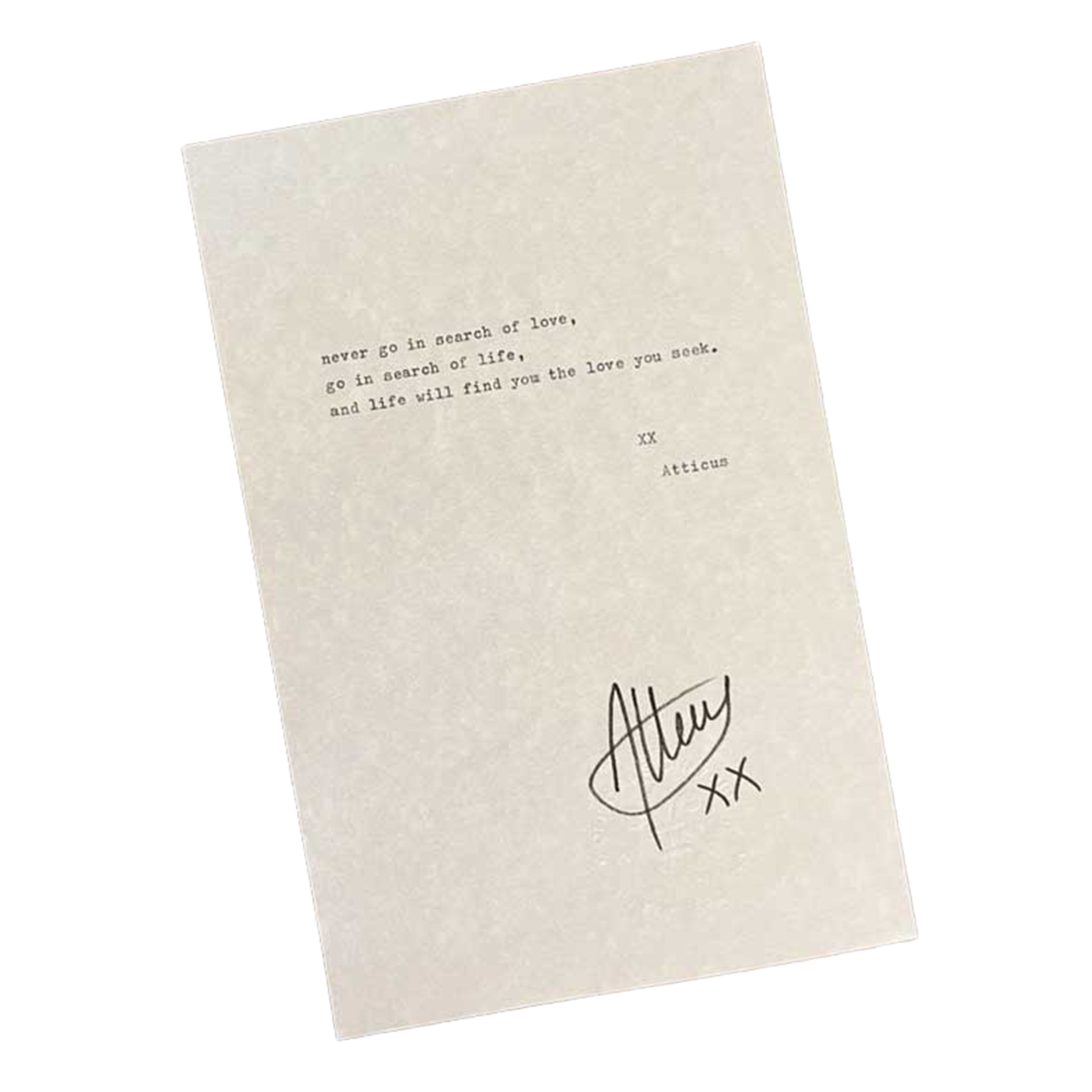 "In Search Of" Signed Typewriter Poem