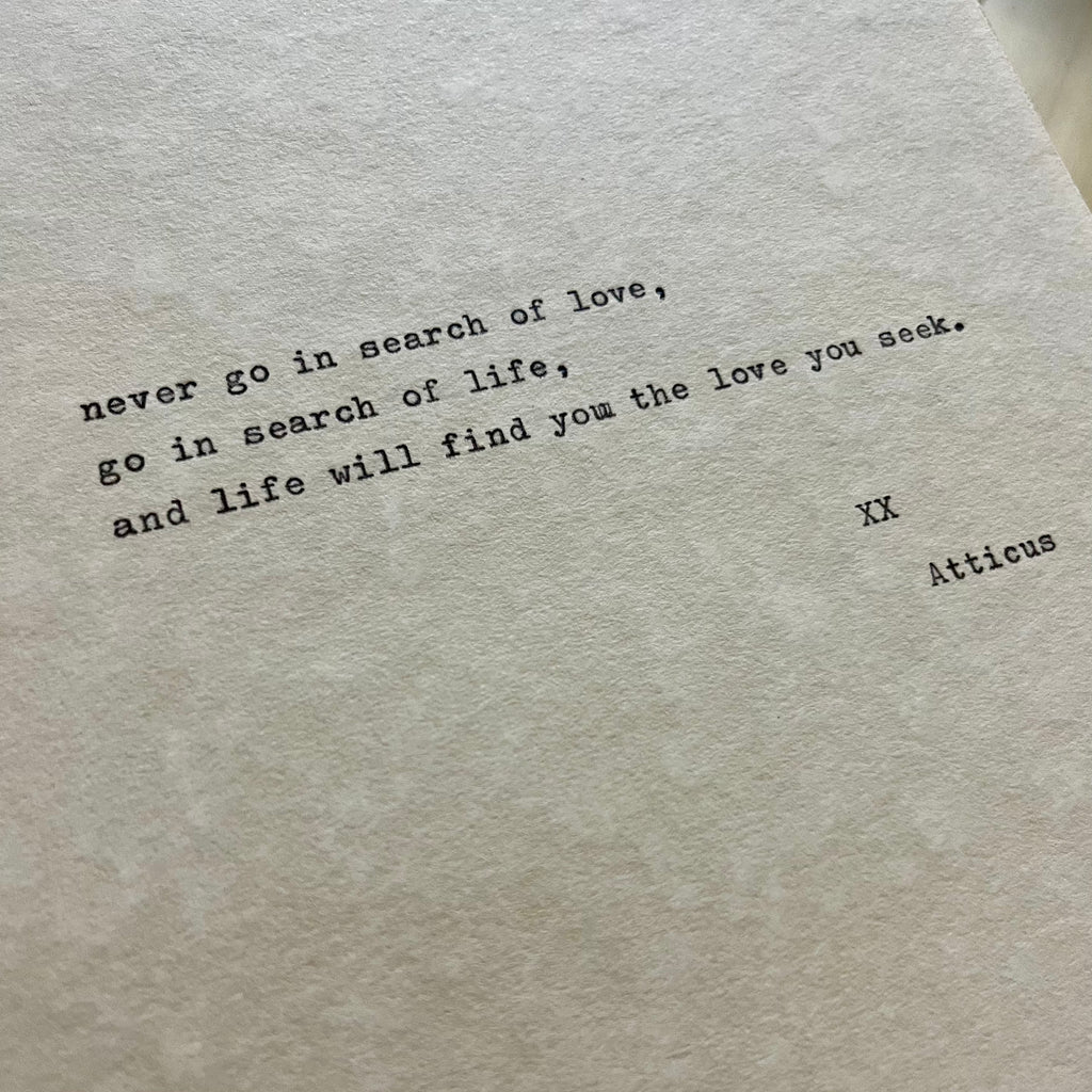 "In Search Of" Signed Typewriter Poem
