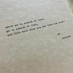 "In Search Of" Signed Typewriter Poem