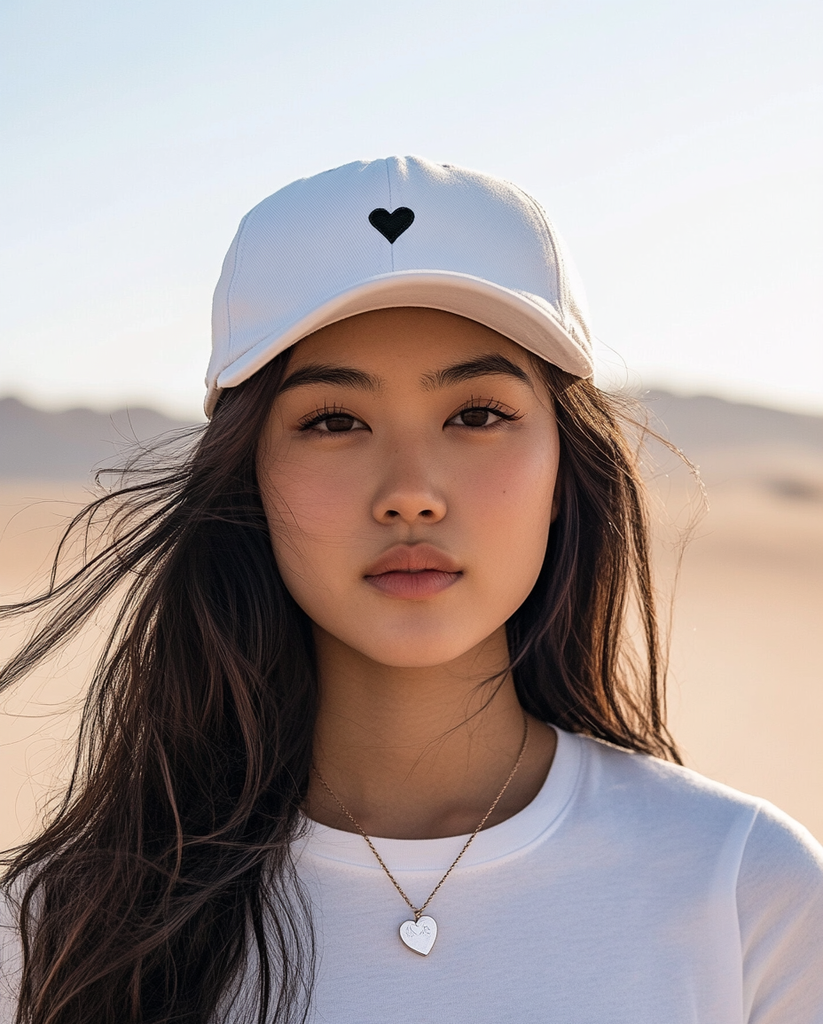White Heart Hat