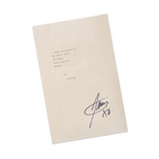  Type writer typed Atticus poem titled 'Late In Love' on a piece of paper with a signature at the bottom.