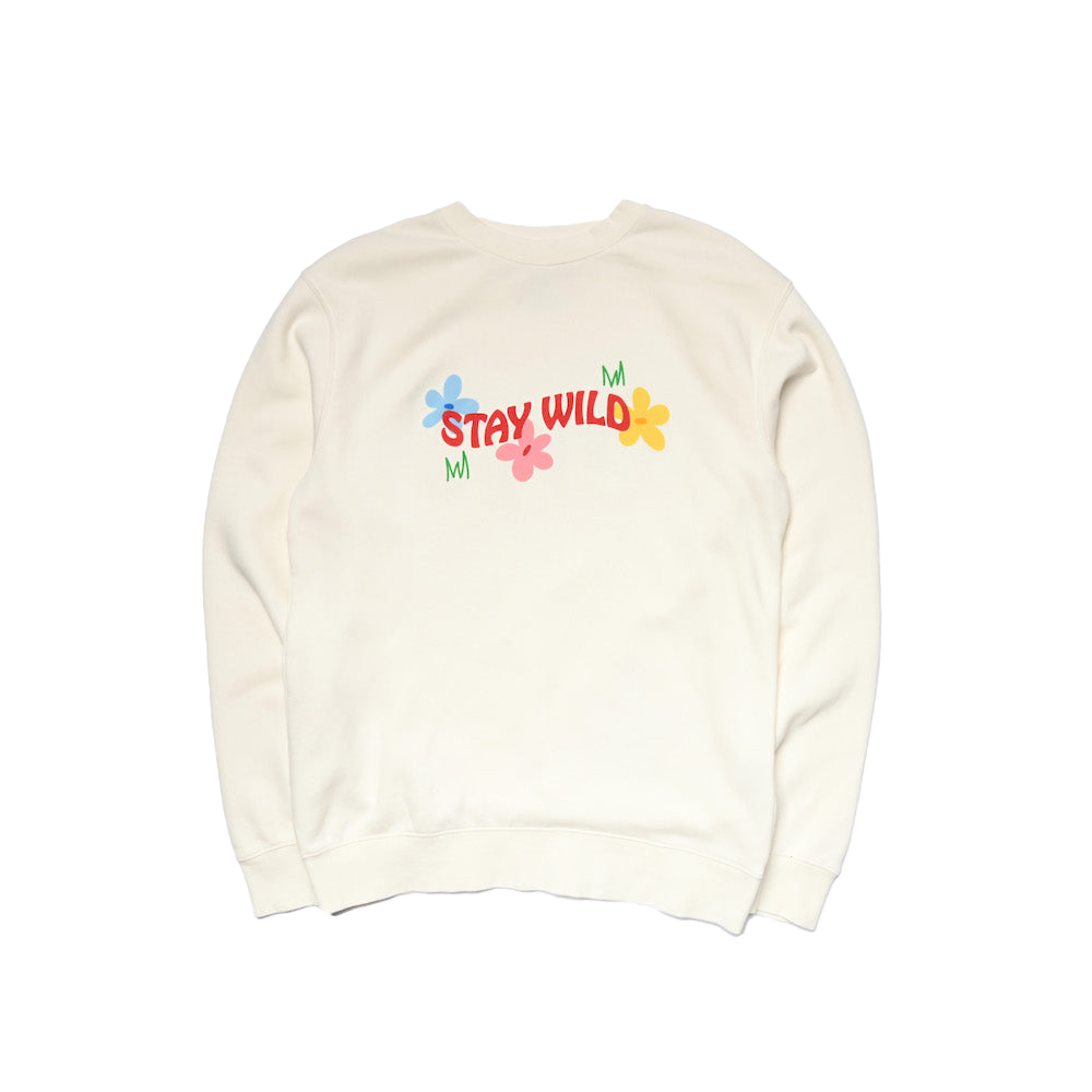 Groovy Broken Flowers Cream Crewneck